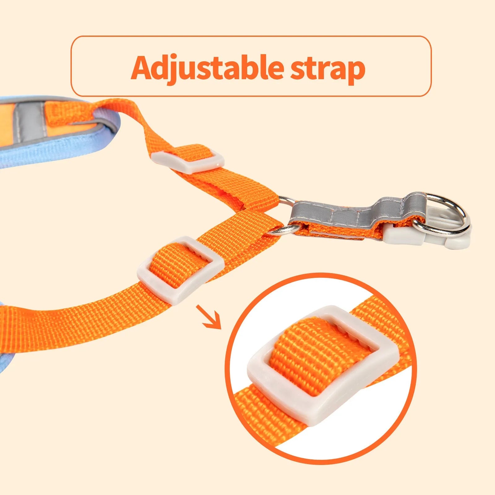 Adjustable dog harness with haulage rope and vest strap in multiple colours.