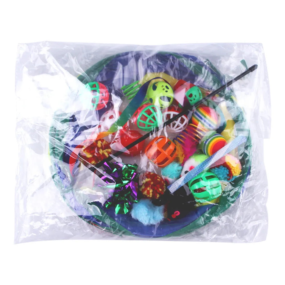 Plastic cat channel toy in multiple colours with accessories for interactive play