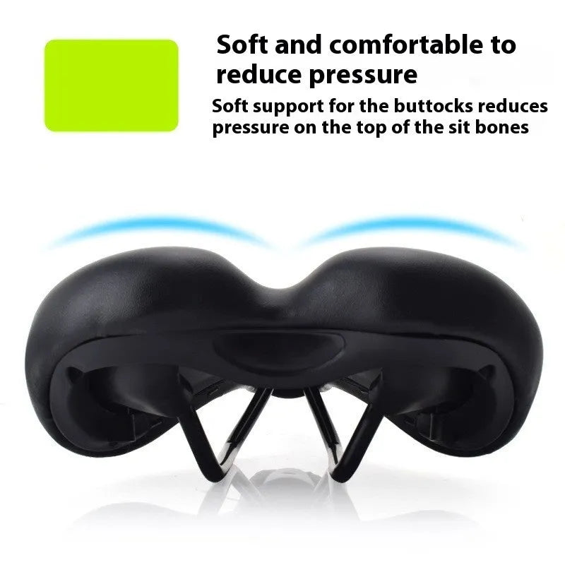Bicycle seat cushion with hollow centre design showing PU leather foam construction