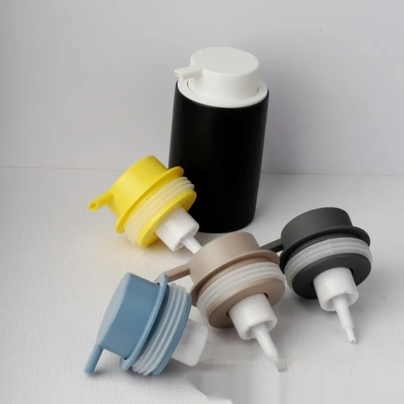ABS plastic facial cleanser foam pump with hand-push mechanism in metallic finish