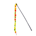 Rainbow cotton candy cat teaser with tassel and bell on lengthening bar, bite-resistant plush toy for indoor play