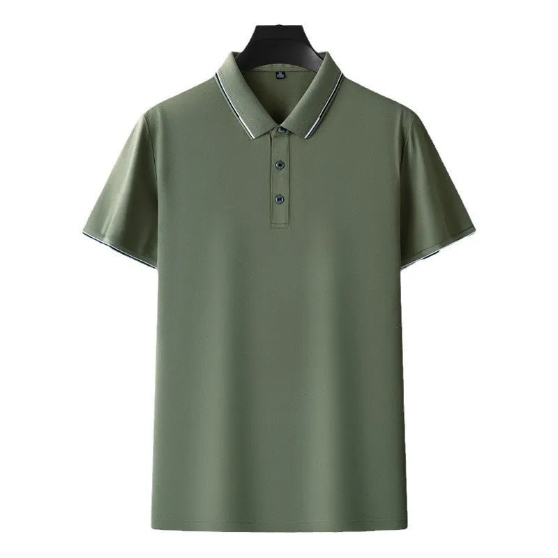 Light business silk men's short-sleeved T-shirt in mulberry silk and cotton blend with regular fit