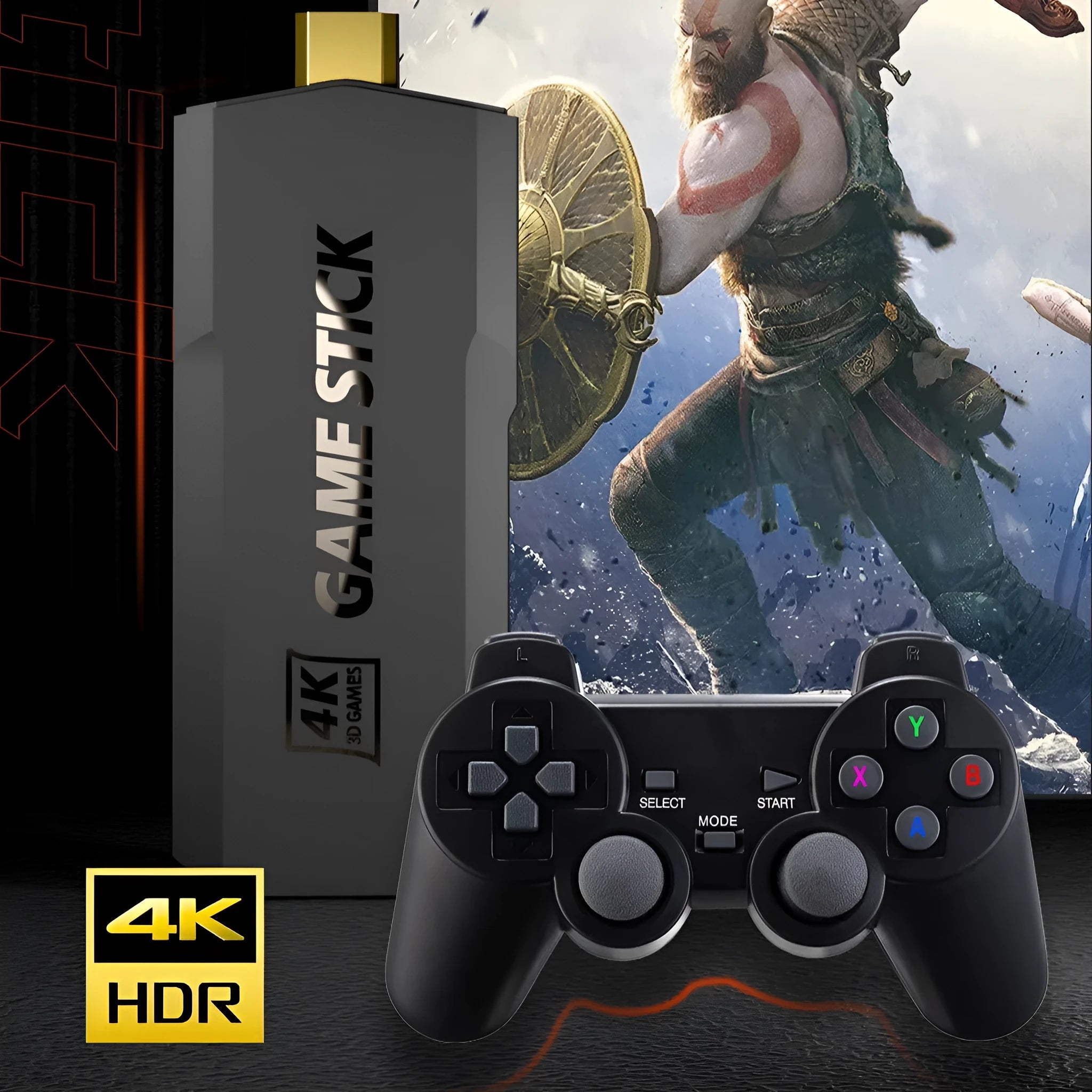 Wireless HD game console with HDMI port and handle on ABS housing for TV connectivity