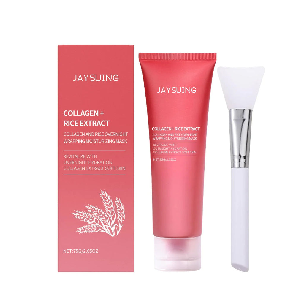 Glowing Skin Rejuvenation Mask 75g with brush for collagen and rice extract facial treatment