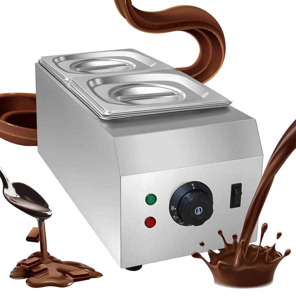 Commercial electric chocolate melting machine with double pot and digital temperature control
