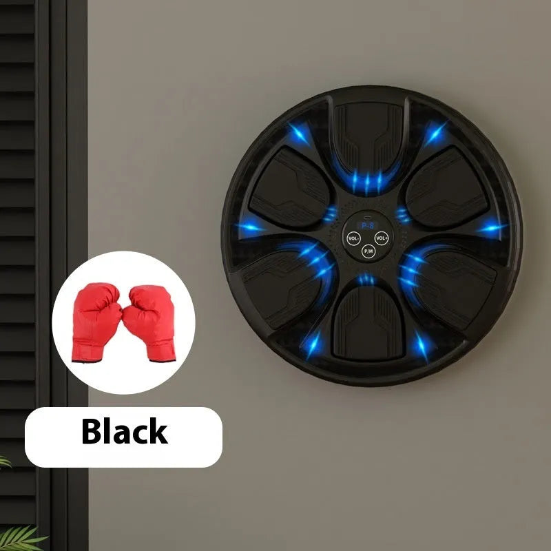 Intelligent music boxing machine wall target in black with leather and PP construction for home reaction training