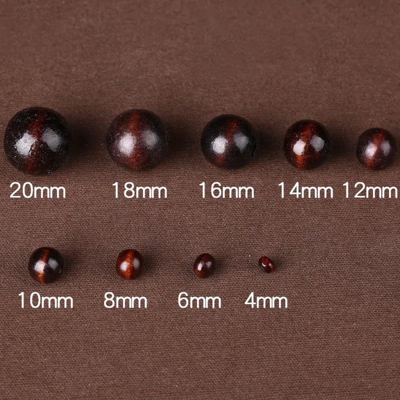 Loose wooden beads in red sandalwood and huanghuali in various sizes for DIY jewellery making