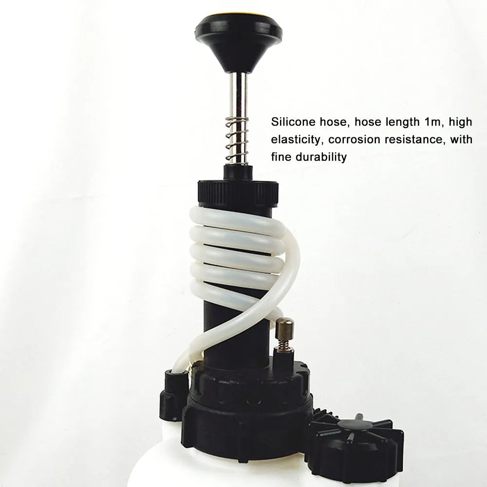 White 3-litre automotive brake fluid reservoir tool with copper and iron components