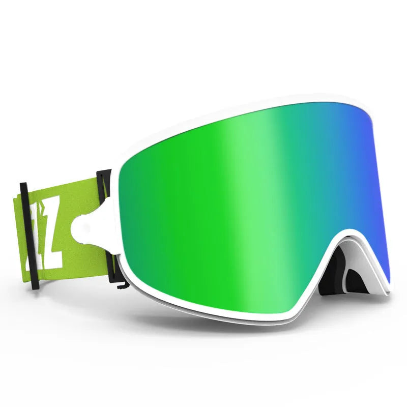 Magnet myopia ski goggles with anti-fog double-layer lens in blue piece colour, designed for prescription glasses
