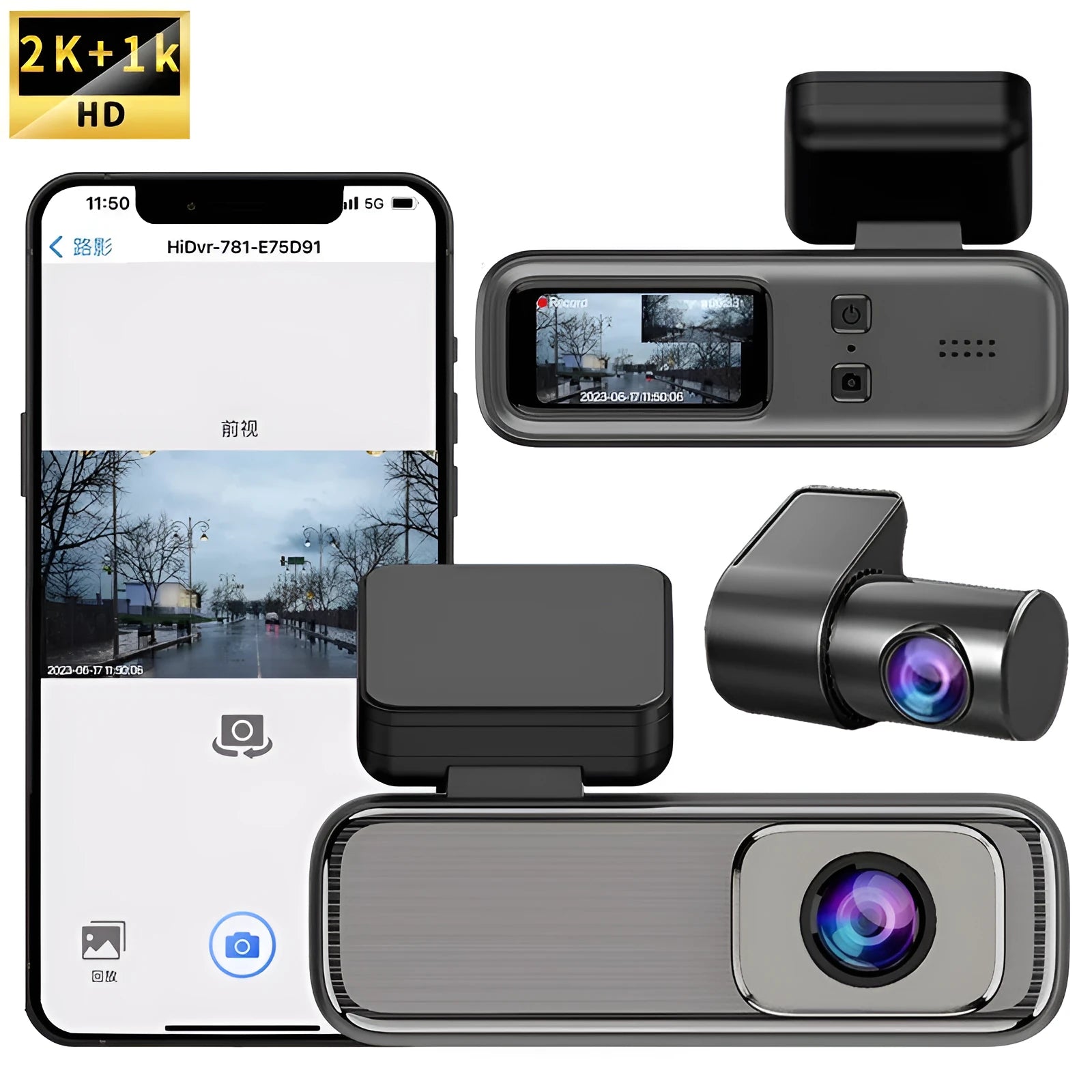Driving Recorder HD 2K with WiFi single lens dual lens for car dashboard use