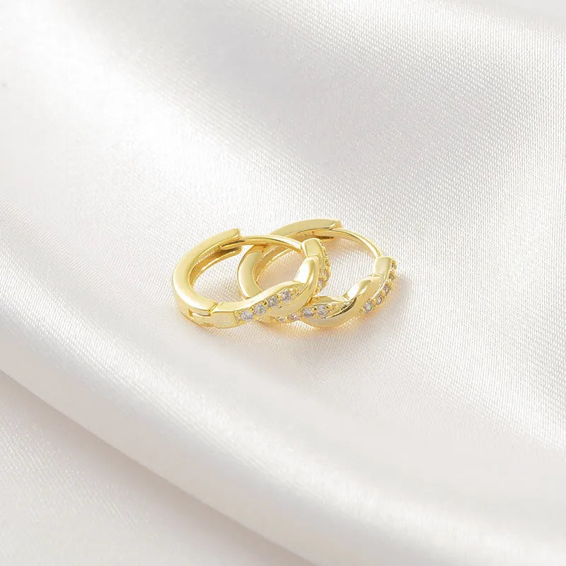 Geometric hemp rope earclip earrings with interwoven design in gold or silver colour options
