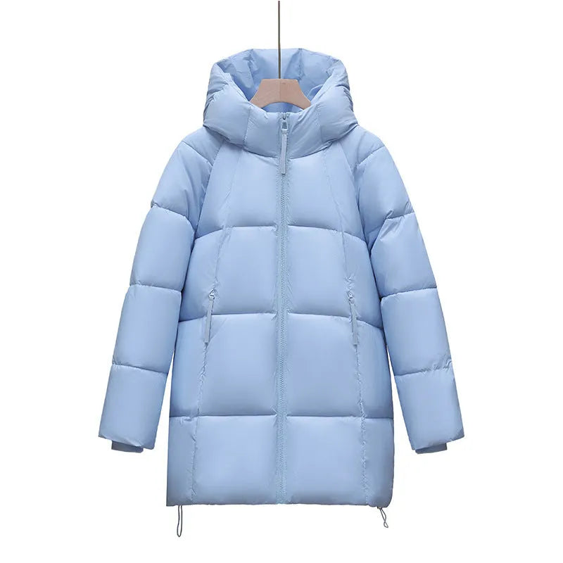 Women's padded fleece jacket in purple, hooded long sleeve loose fit style