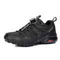 Men's beige lightweight hiking shoes with elastic band fastening and textured rubber sole.