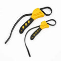 Adjustable rubber strap wrench with plastic handle, shown with 6-inch and 8-inch sizes for pipes and filters.