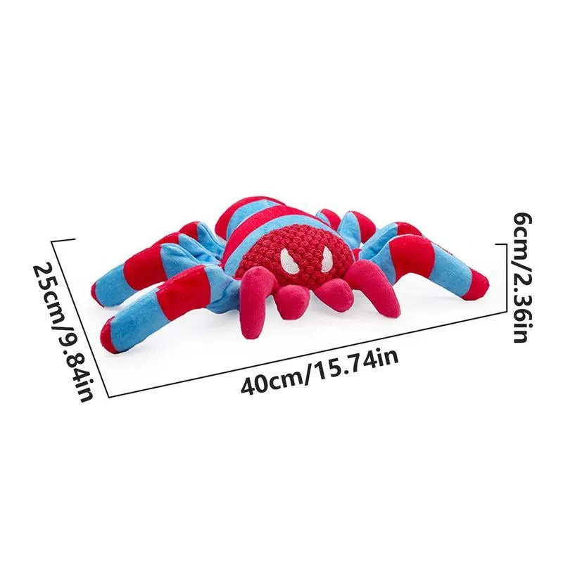 Red bite-resistant plush teddy dog toy with squeaker for tooth cleaning suitable for medium and large dogs