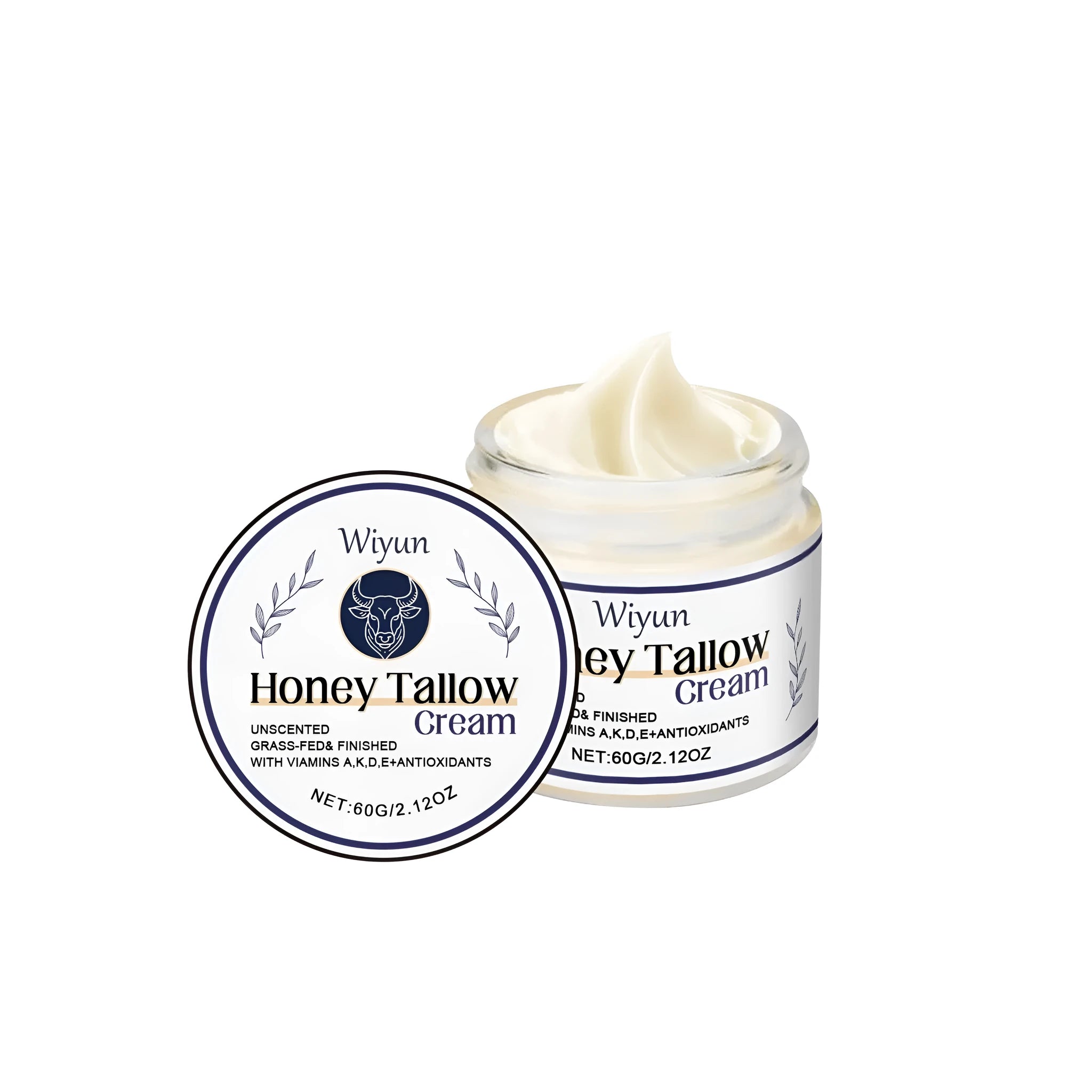 60g jar of Cow Fat Moisturising Cream with honey and vitamins A, K, D, E