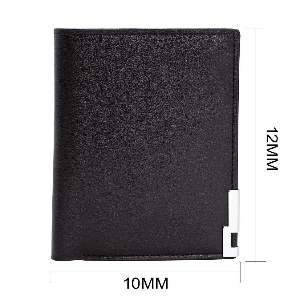 Men's brown leather wallet with a zipper closure, shown front view.