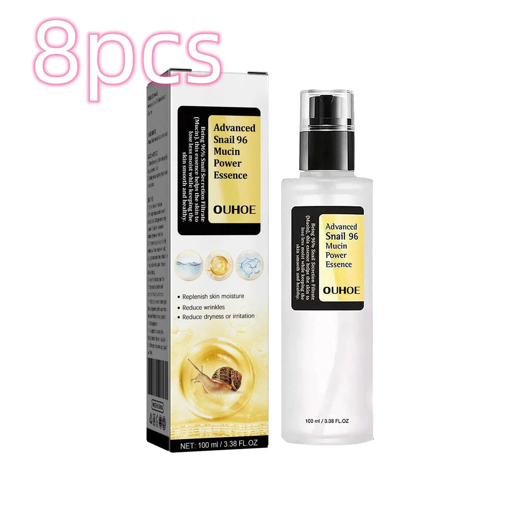 Snail serum collagen facial serum 100ml bottle with photo colour label, hydrating and brightening skin care product