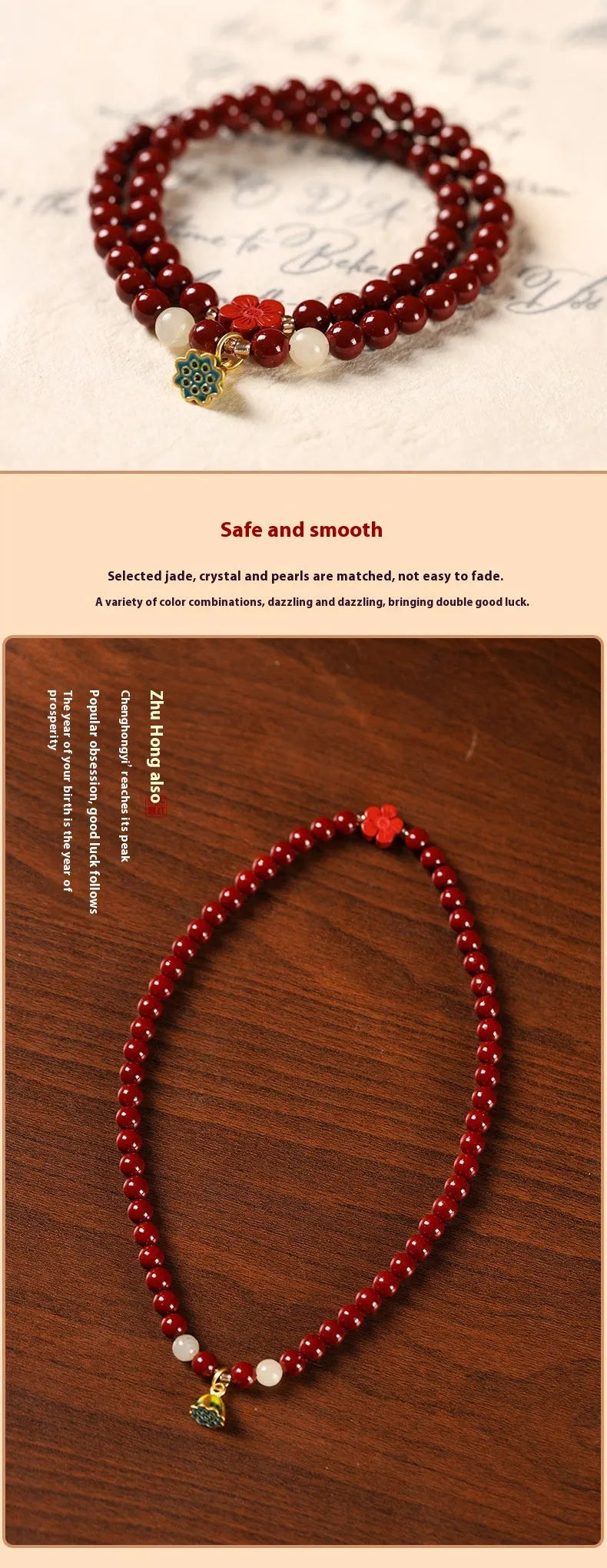Purple gold cinnabar double circle bracelet with hand-woven lotus seedpod beads, 6mm, retro women's jewellery