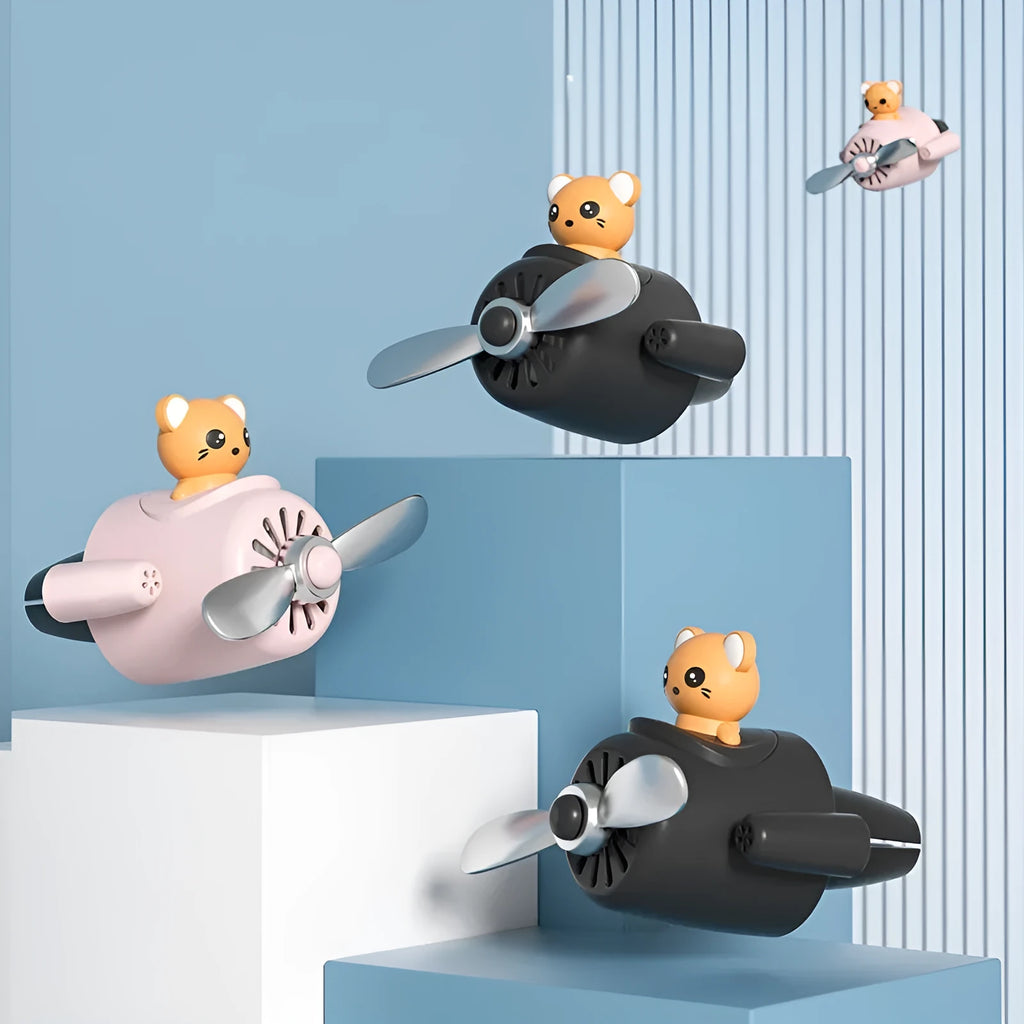Cartoon airplane shaped plastic car air outlet aromatherapy diffuser in pink with three jasmine green tea fragrant slices