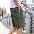 Men's loose fit cotton blend straight leg summer pants in light gray, sizes XL to 6XL
