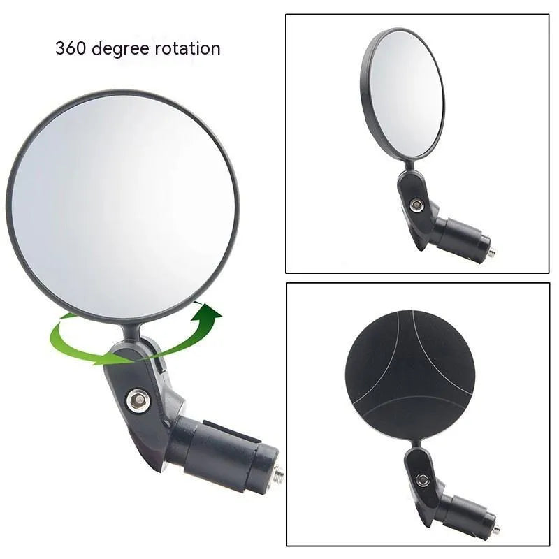 Black foldable convex rearview mirror for vehicles showing its 14cm length and rotation mechanism.