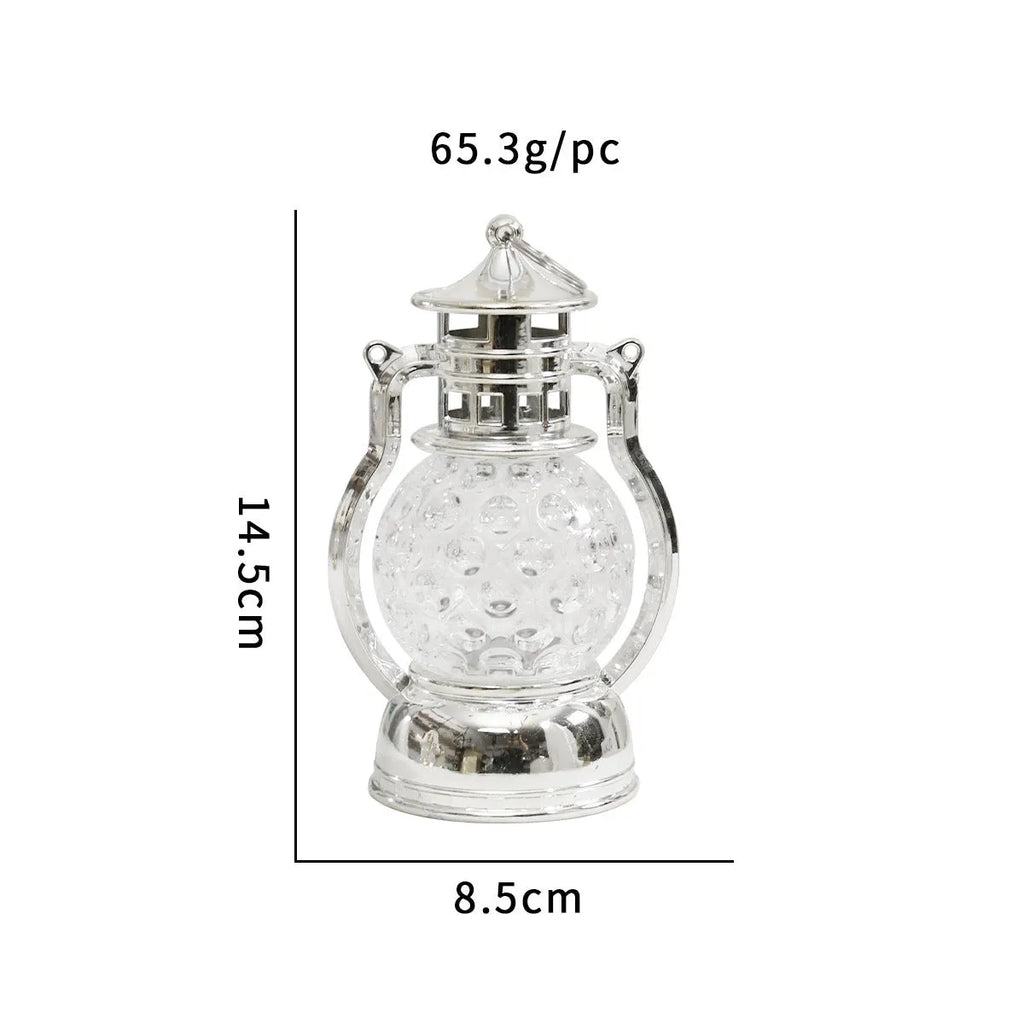 Creative retro small oil lamp LED night lamp in gold electroplated finish, PP material, 14.5x8.5cm