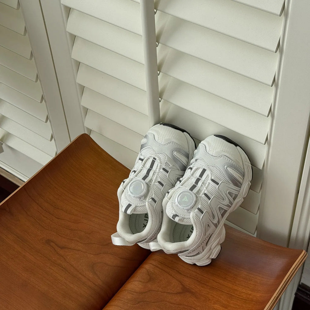 Girls casual shoes in PU leather mesh available in beige, black, or pink colours
