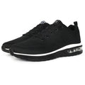 Casual flyknit breathable light running shoes in black with round toe and PU sole