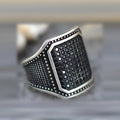 Black electroplated alloy ring with copper inlay and zircon stone in European and American style