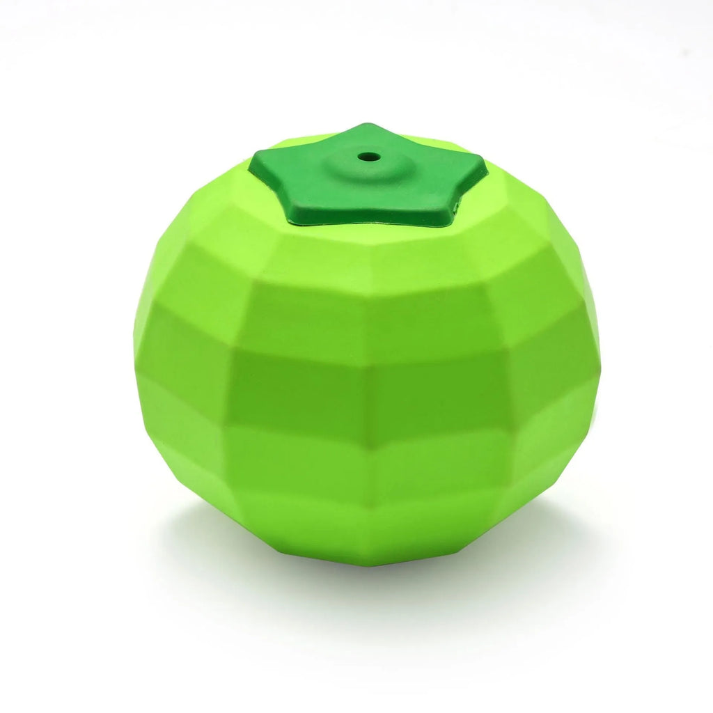 Green natural rubber squeaky chew ball dog toy for medium and large breeds