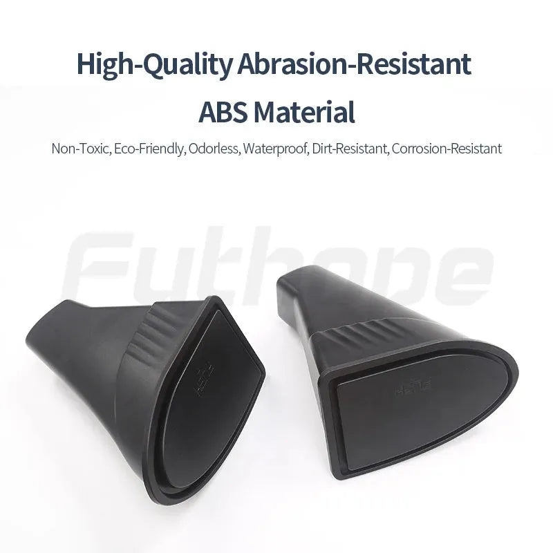 Black ABS plastic car door trash cans for Tesla Model Y front doors, waterproof containers measuring 25.5cm
