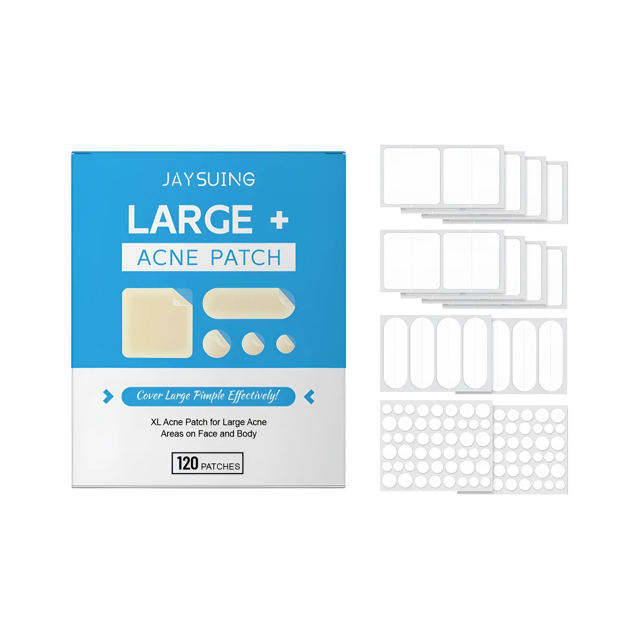 Box of 120 acne patches with tea tree oil and salicylic acid for spot treatment