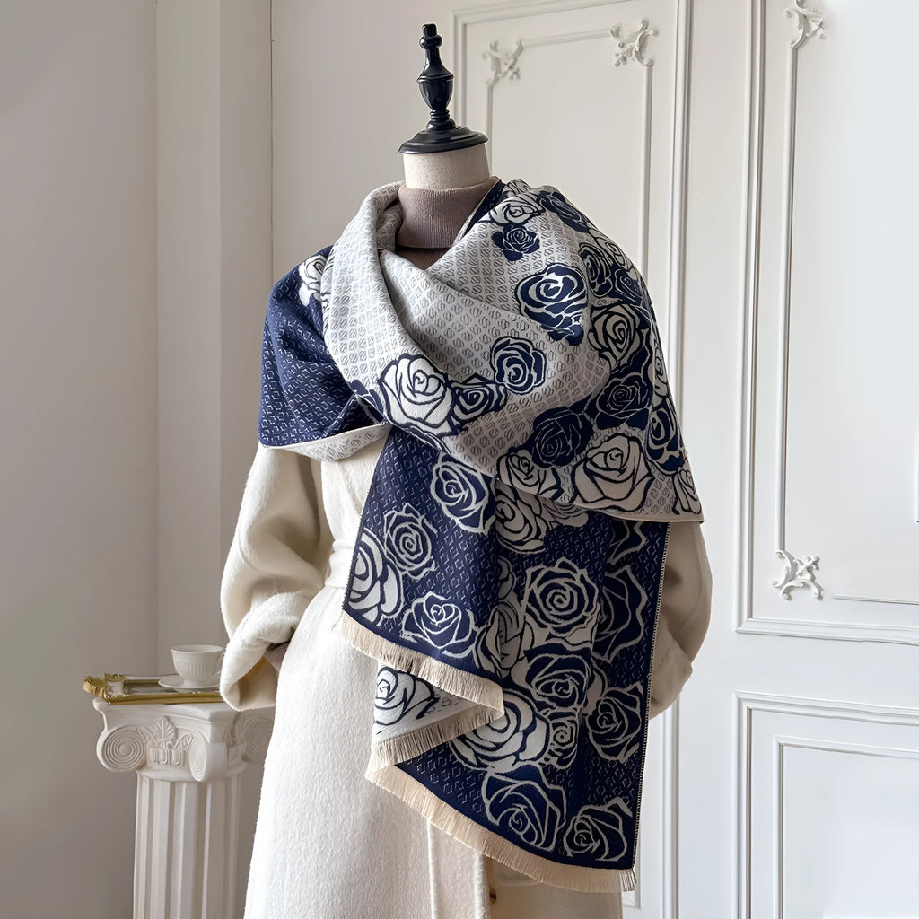 thick imitation cashmere scarf in gray with tassel detailing, 185x65cm