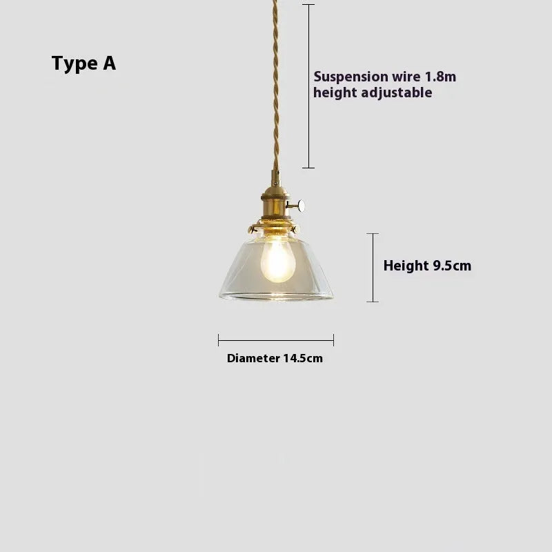 American retro small pendant light bedside droplight with 4W warm light, six colour options available