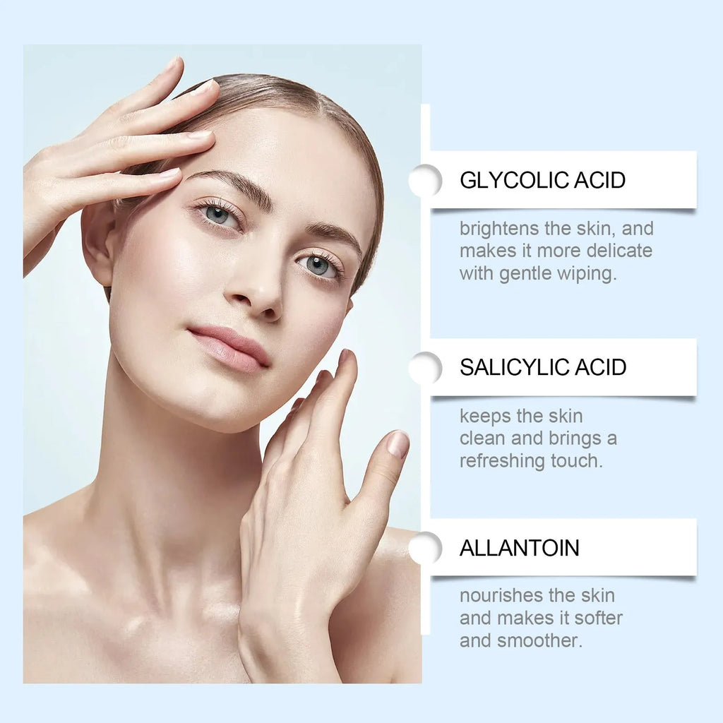 Pack of 60 glycolic acid cutin cotton cloth mild cleansing pads with vitamin C