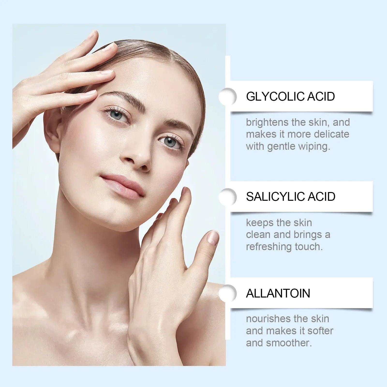 Pack of 60 glycolic acid cutin cotton cloth mild cleansing pads with vitamin C