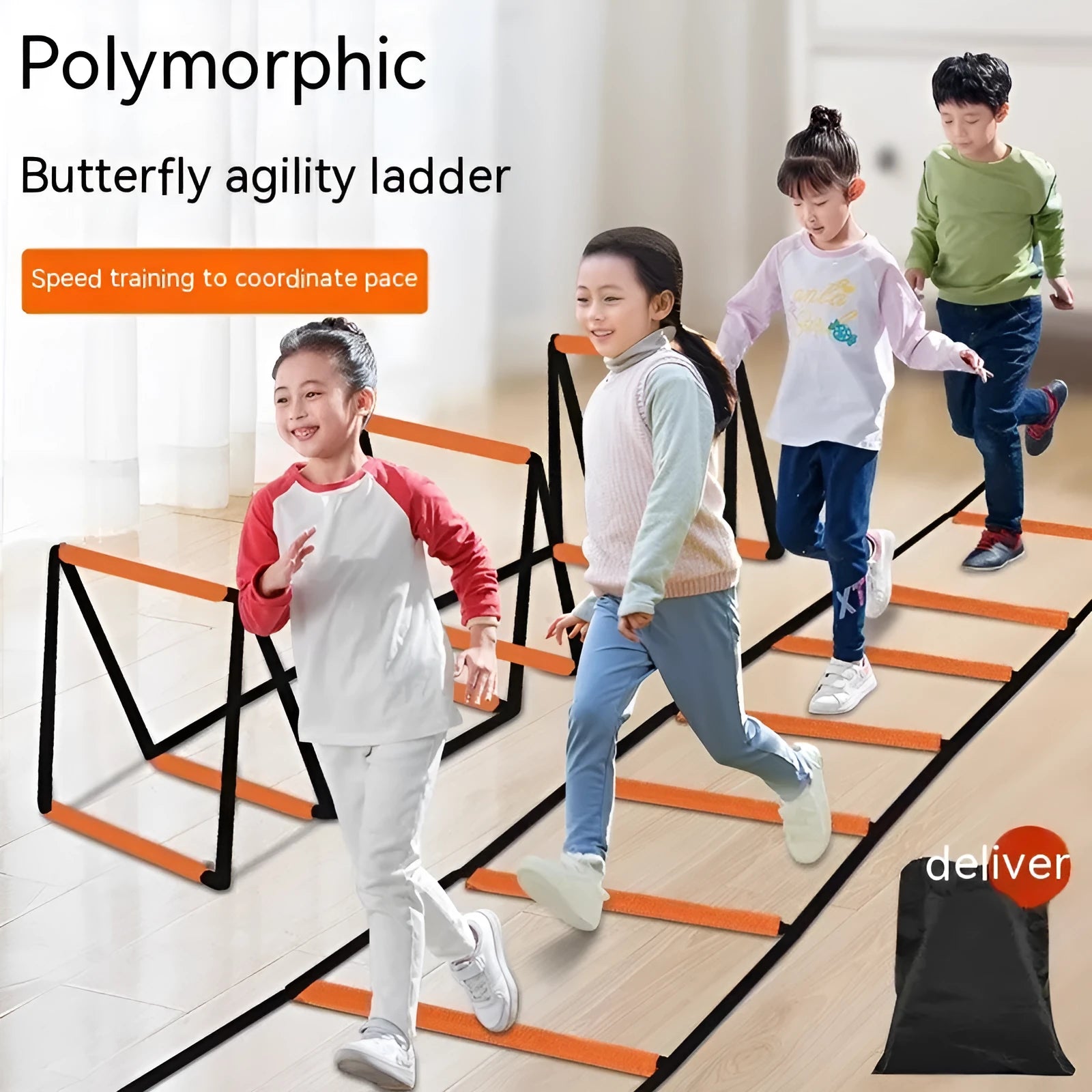 Butterfly ladder children's physical fitness equipment with plastic construction in multiple size options