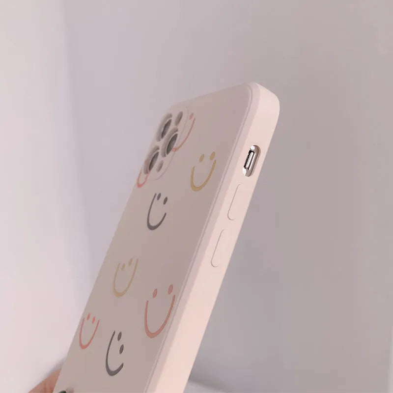 Simple TPU phone case back cover with painted smiley design for iPhone X