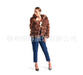 Women's artificial fur hooded coat in street fashion styling, medium length