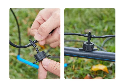 PE tee water distributor joint body for micro spray irrigation in garden and agricultural settings