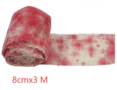 Halloween bloody horror dyed gauze bandage on 8cm wide polyester fabric roll