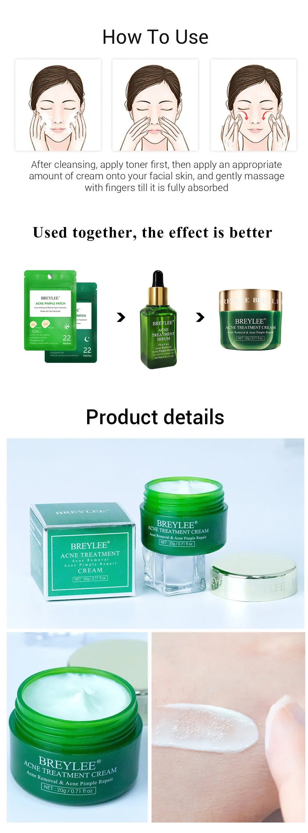 BREYLEE Tea Tree Acne Cream pot with moisturising acne scar treatment for general skin