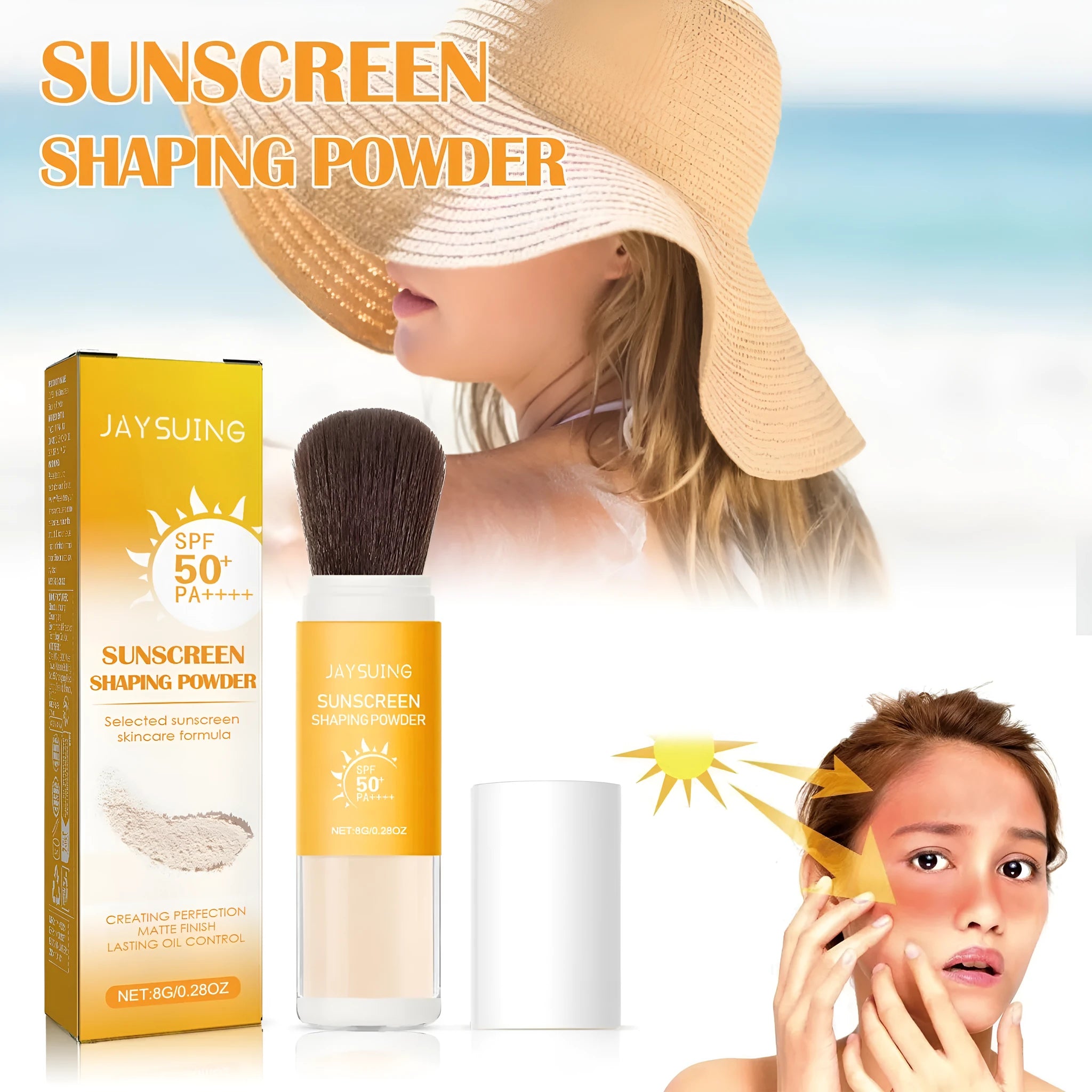 Protective finishing powder 8g oil control setting powder with talc and zinc oxide in compact container