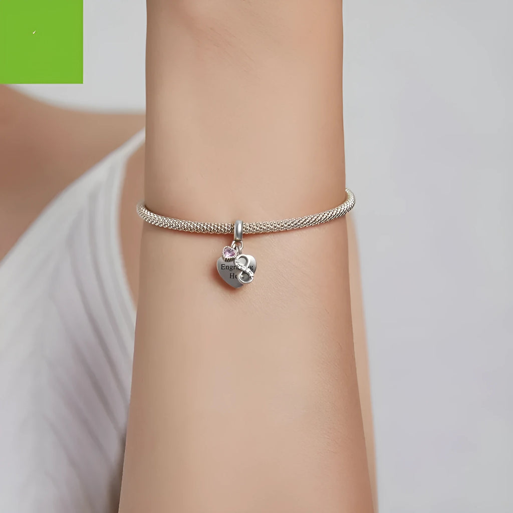 925 Silver Endless Love DIY Bracelet Pendant Engravable inlay loose bead fresh sweet charm for jewellery making gift silver colour