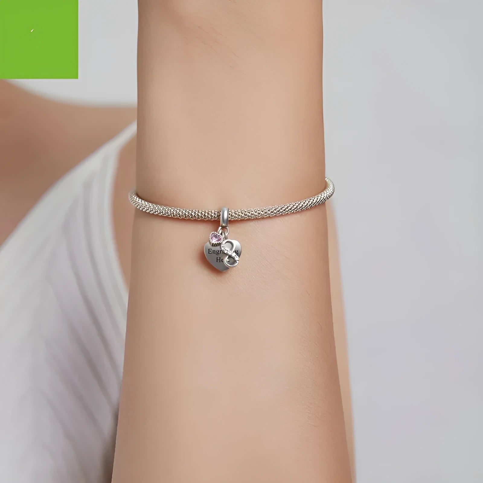 925 Silver Endless Love DIY Bracelet Pendant Engravable inlay loose bead fresh sweet charm for jewellery making gift silver colour