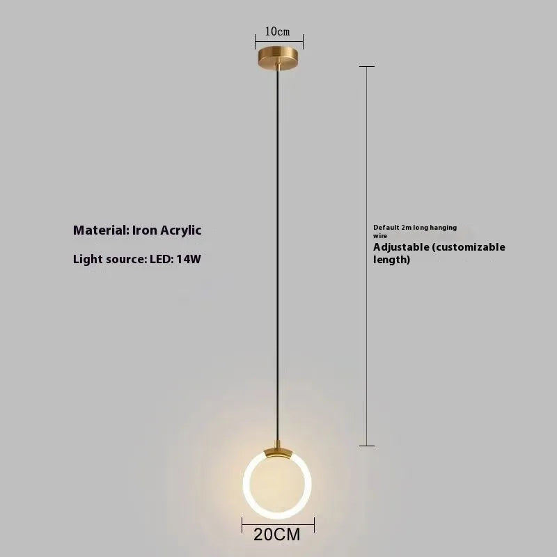 Nordic minimalist U-shaped bedside chandelier pendant light with tri-colour dimming functionality