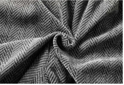 Light grey fleece-lined straight-leg trousers with hollow-out design and elastic waistband.