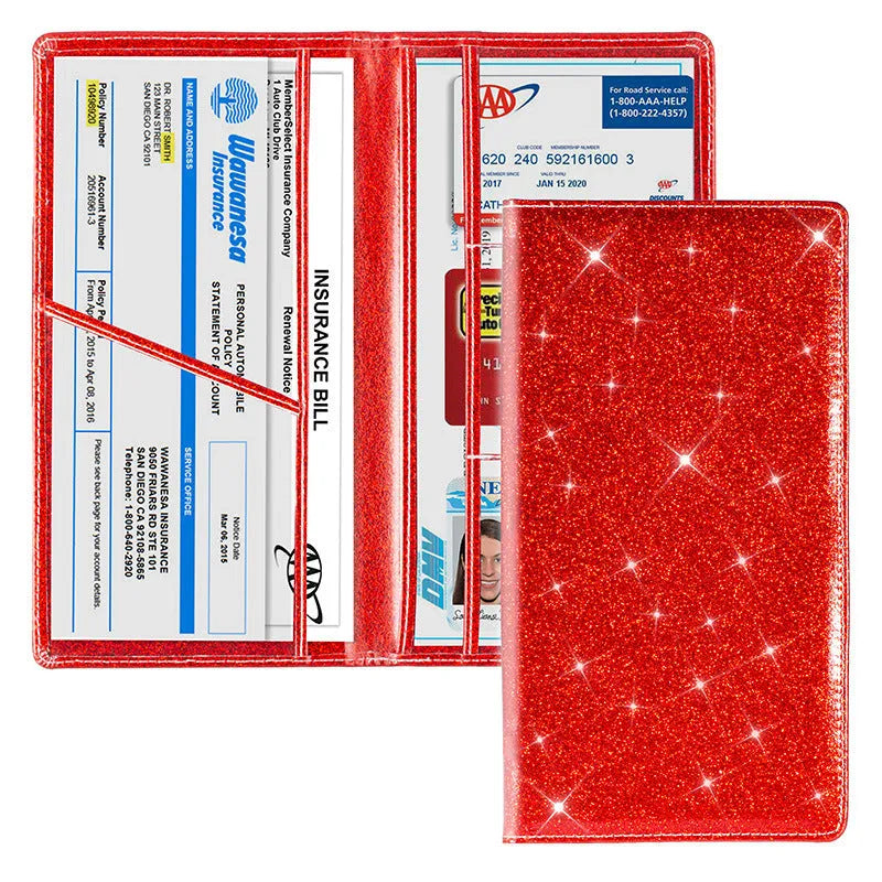 PU leather car insurance policy protective cover wallet in multiple colours for registration document storage