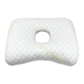 Beauty salon single hole ear pillow in grey with detachable cover, shown next to a tape measure indicating 39cm length.